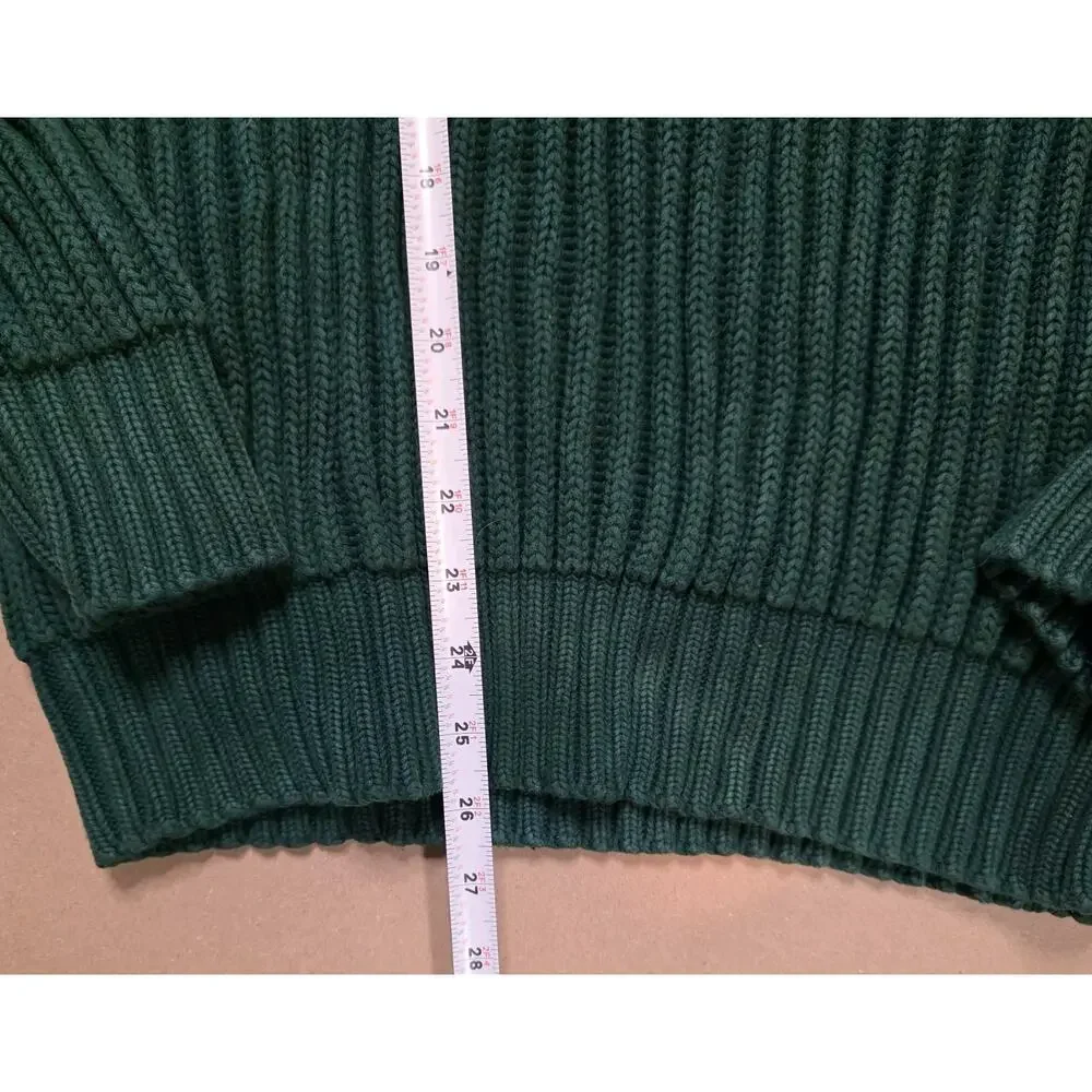 Orvis Vintage Sweater Mens Large Green Fisherman Chunky Knit Pullover USA Made